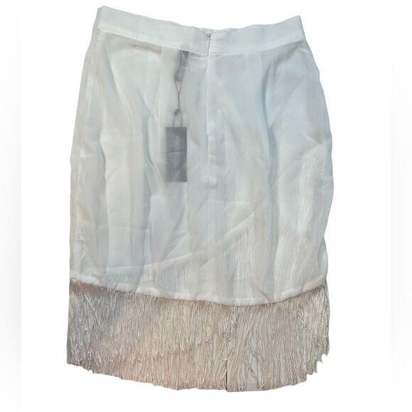 NWT Pretty Little Things White Swim Tassel Fringe Cover Up Skirt - Size Small - Picture 4 of 8